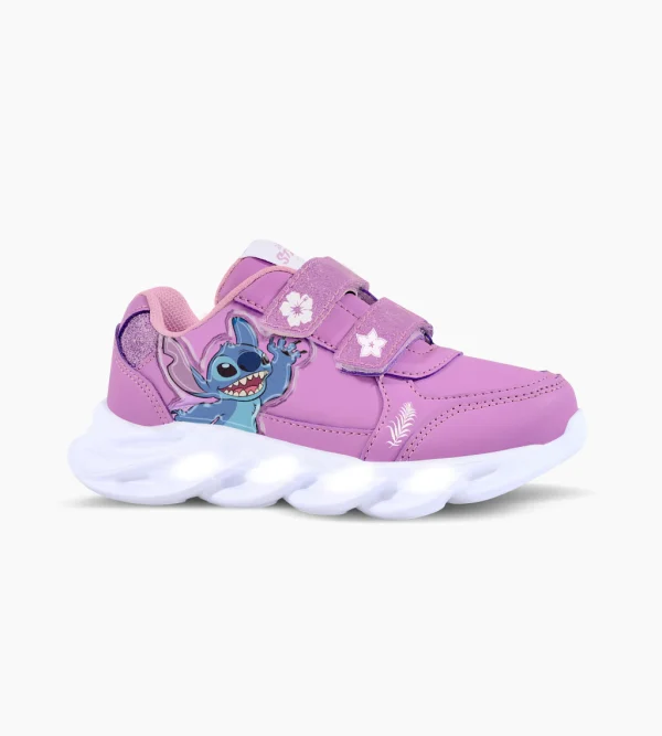 STITCH FLOWER LILA CON LUZ AL PISAR